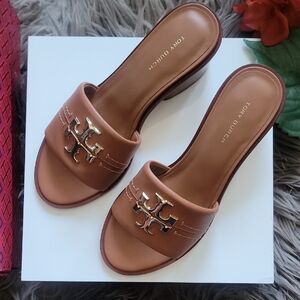 Tory Burch Brown Mules Size 6 US with Gold Logo